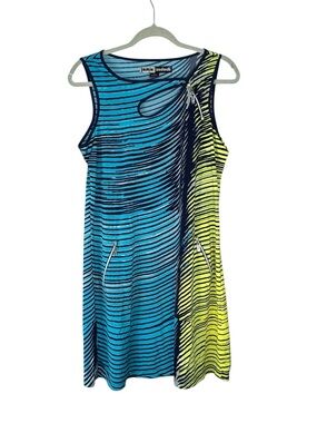 Jamie Sadock Dress Tennis Golf Pickleball Sz Medium Blue Green Keyhole Neckline